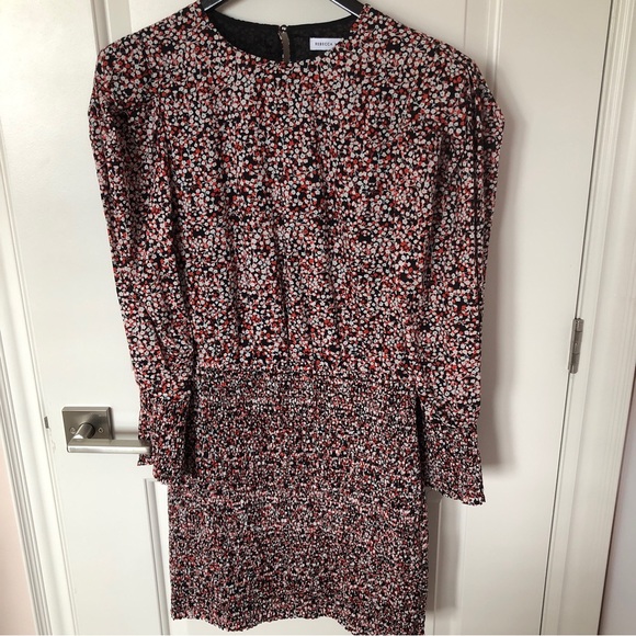 NWT Rebecca Minkoff Tabby Dress Printed Puff Sleeve Smocked Floral Summer Sz L - Picture 7 of 14